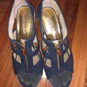 michael kors navy blue wedges